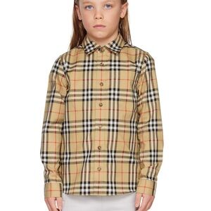 Authentic Burberry Boys Vintage House Check Button Up Shirt Size 6